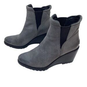 Sorel After Hours Chelsea Womens 9.5 Suede Wedge Ankle Boots Gray